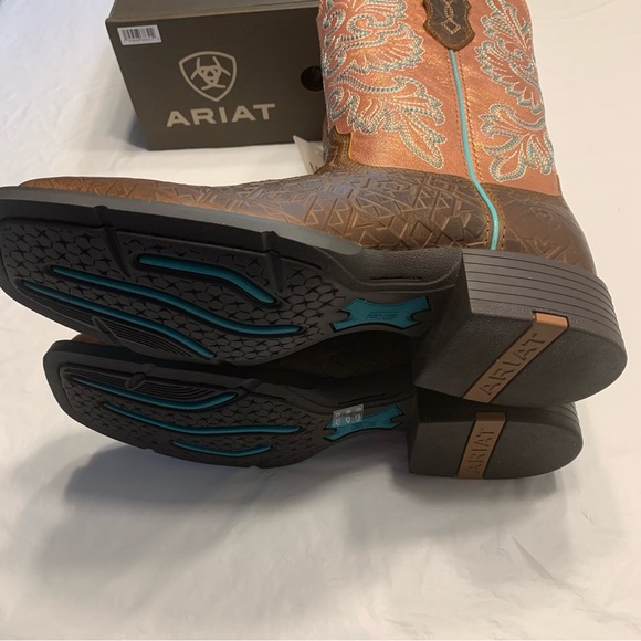 Ariat Round Up Wide Square Toe StretchFit Boots Womens 9 Toasted Blanket New - Picture 5 of 7